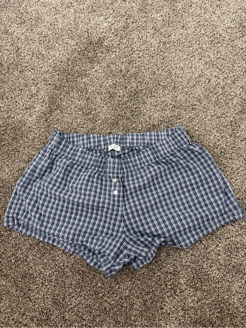 John Galt Women’s Blue Plaid Lounge Shorts